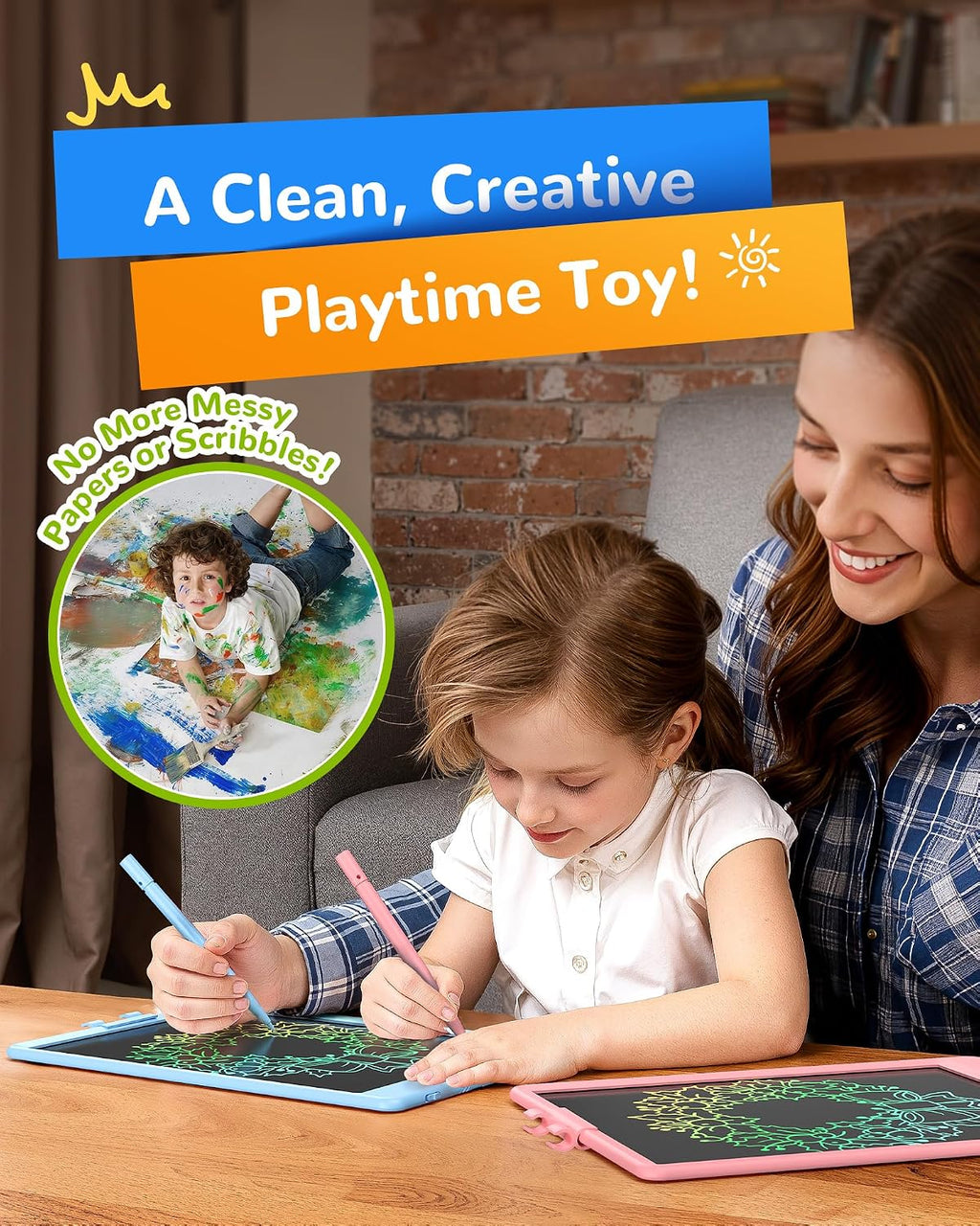 LCD Writing Tablet, Gifts for 3 Years Old Boys and Girls，10 Inch Colorful Doodle Board Drawing Tablet, Erasable