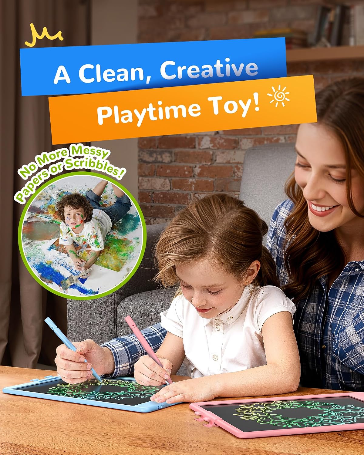 LCD Writing Tablet, Gifts for 3 Years Old Boys and Girls，10 Inch Colorful Doodle Board Drawing Tablet, Erasable
