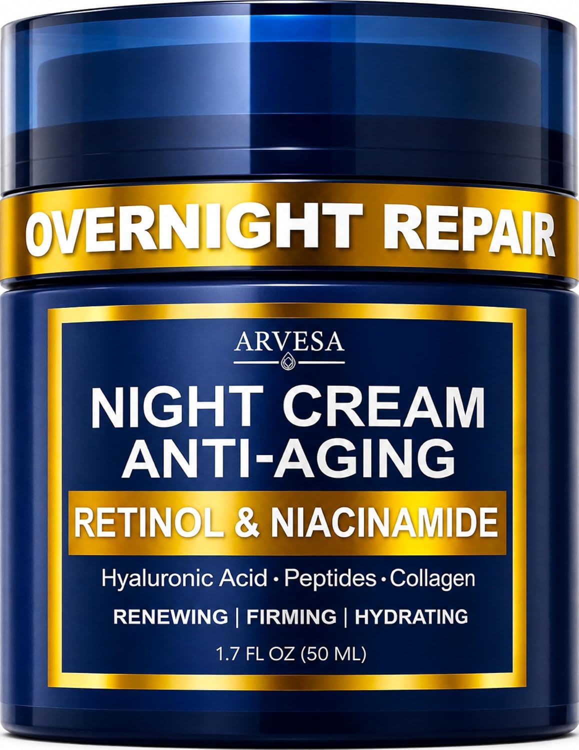 Night Cream for Women Anti Aging - Night Moisturizer for Face with Retinol, Peptides, Niacinamide - Anti-Wrinkle