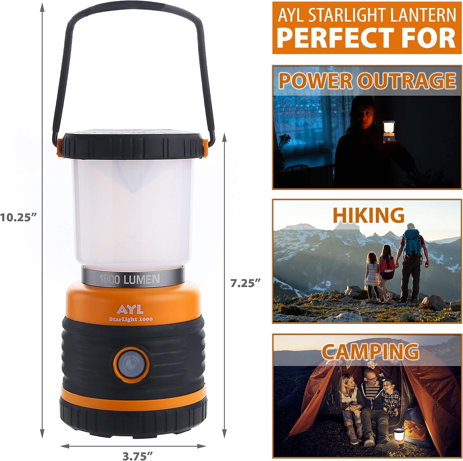LED Camping Lantern, Battery Powered LED 1800LM, 4 Camping Lights Modes, Perfect Lantern Flashlight for Hurricane