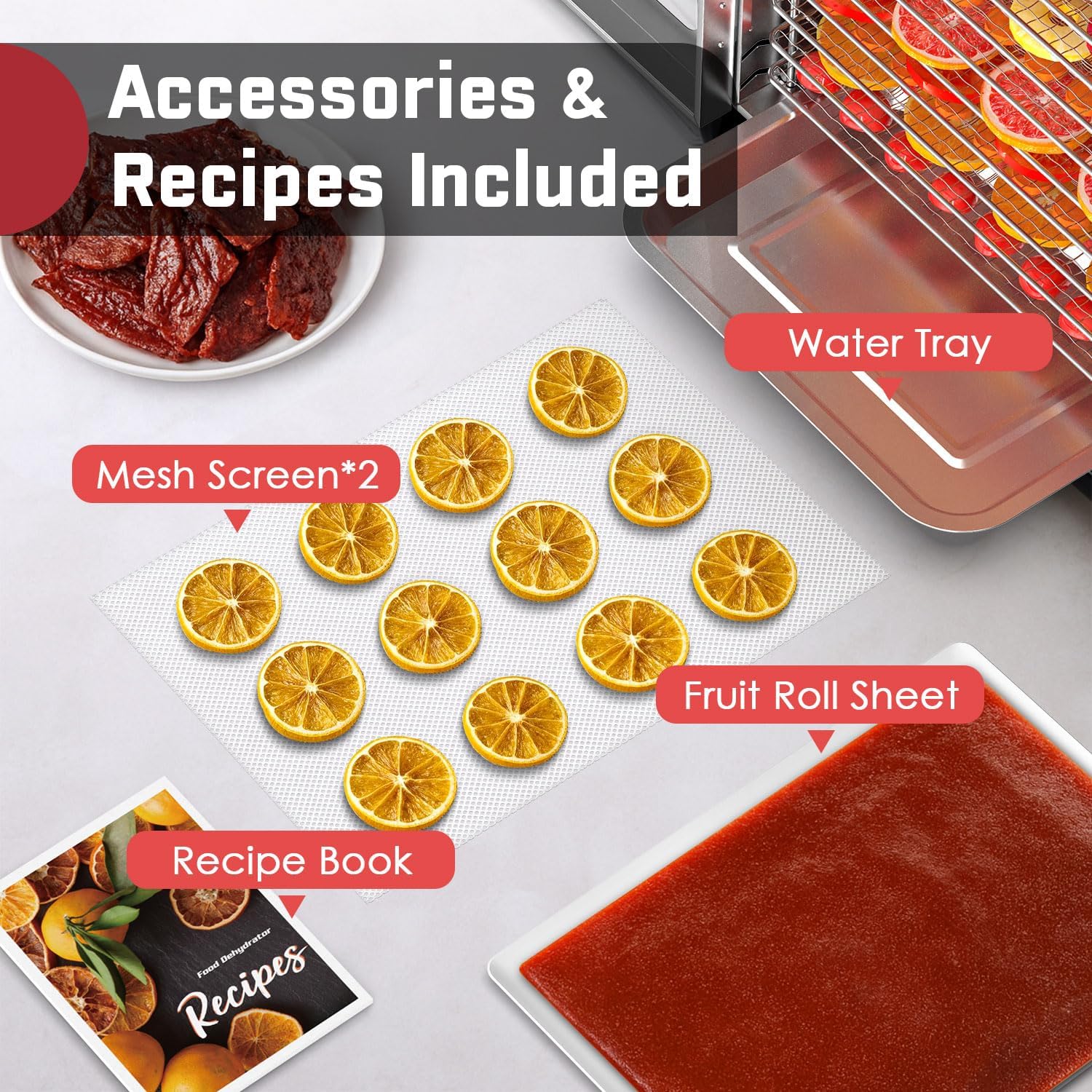 10-Tray Stainless Steel Food Dehydrator, 400W with 4 Presets