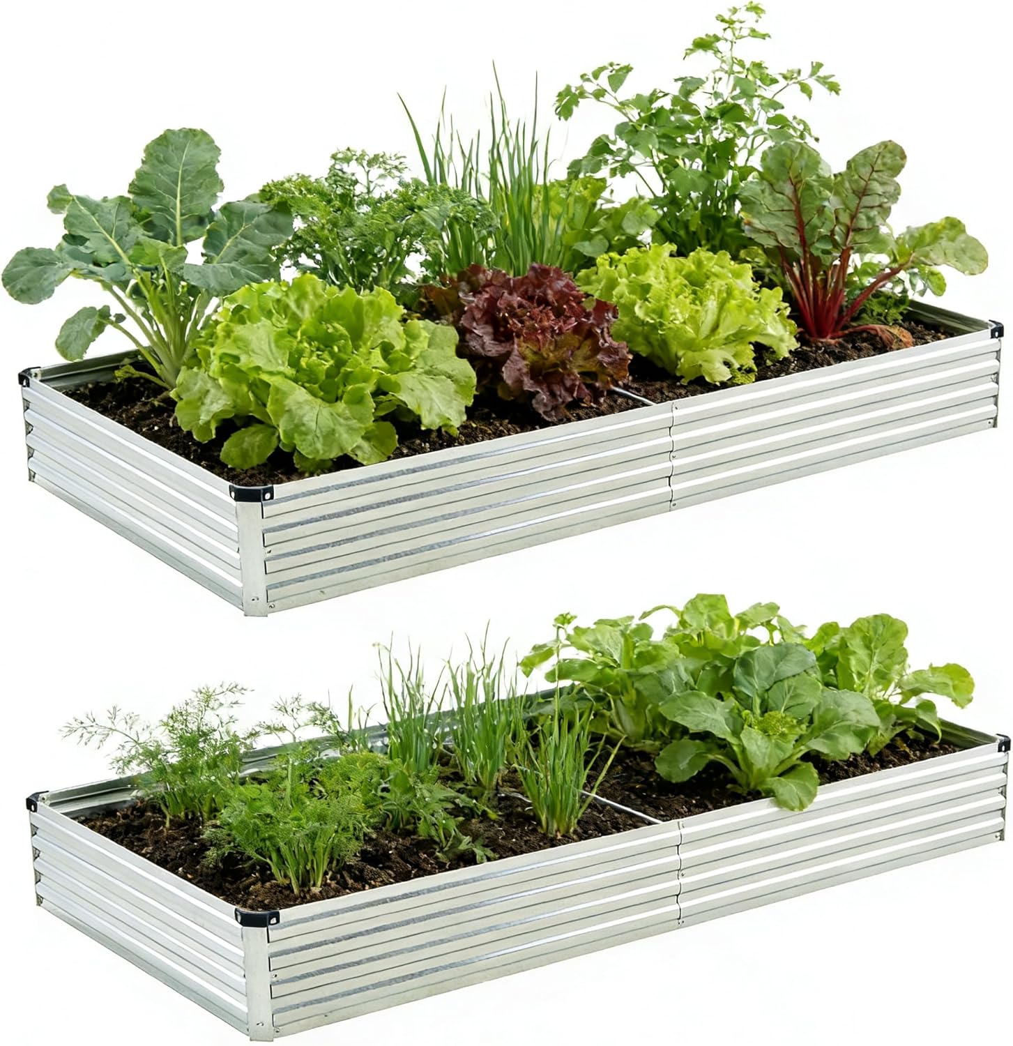 8x4x1ft(2 PCS) Galvanized Raised Garden Bed,Outdoor Planter Box Metal Patio Kit Planting Bed for Vegetables Flowers