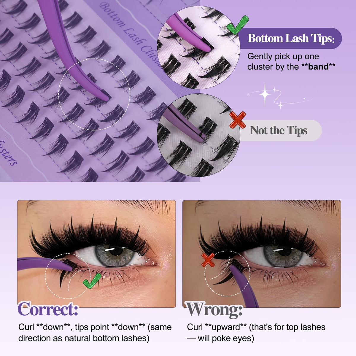 B&Q Bottom Lashes 3 Styles Natural,Manga,Dramatic Bottom Lash Clusters (01)