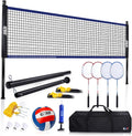 GSE Badminton and Volleyball Combo Set, Yard Net Game, for Outdoor | Easy Assembly Net Set, Ball, Pump, Boundary Line