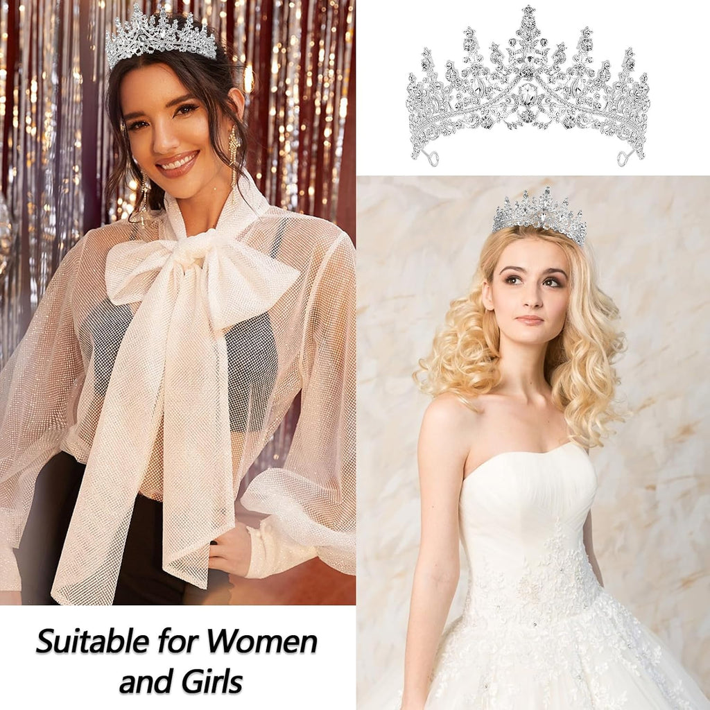 Birthday Queen Tiara Crowns for Women Girls Silver Crystal Birthday Queen Headband Sash Elegant Princess Crown Happy