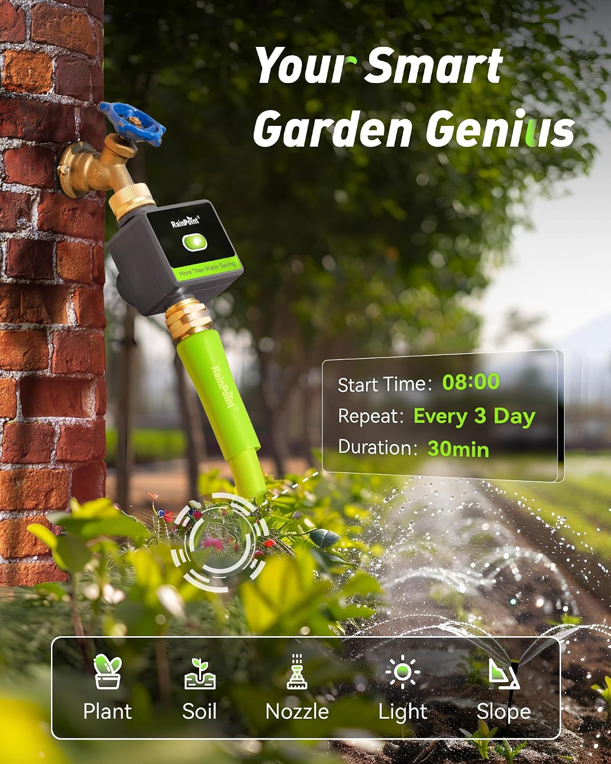 WiFi Water Hose Timer with Brass Inlet&Outlet, Smart Sprinkler Timer for Watering with Gateway, WiFi Watering System