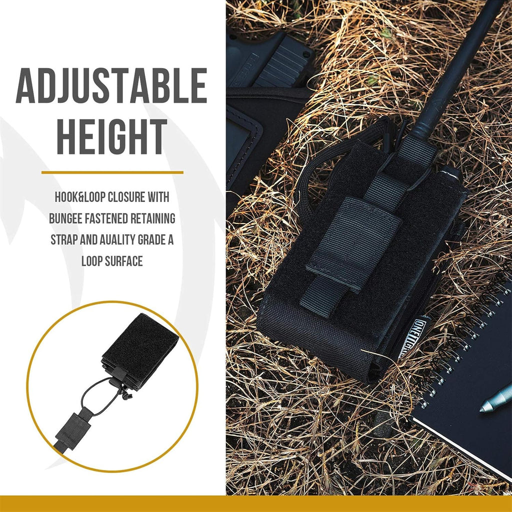 Tactical MOLLE Radio Holster Adjustable Walkie Talkie Pouch | Fit BaoFeng UV-5R BF-F8HP,w/ USA flag morale