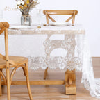 White Lace Tablecloth 60 X120 Inches Rectangle Vintage Embroidered