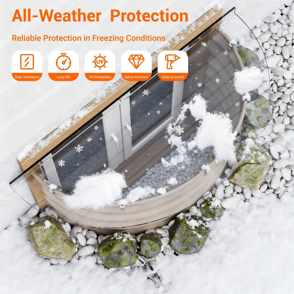 2-Pack Window Well Cover Outside 39" X 16", Clear Polycarbonate Basement/Egress Window Well Cover, All-Weather
