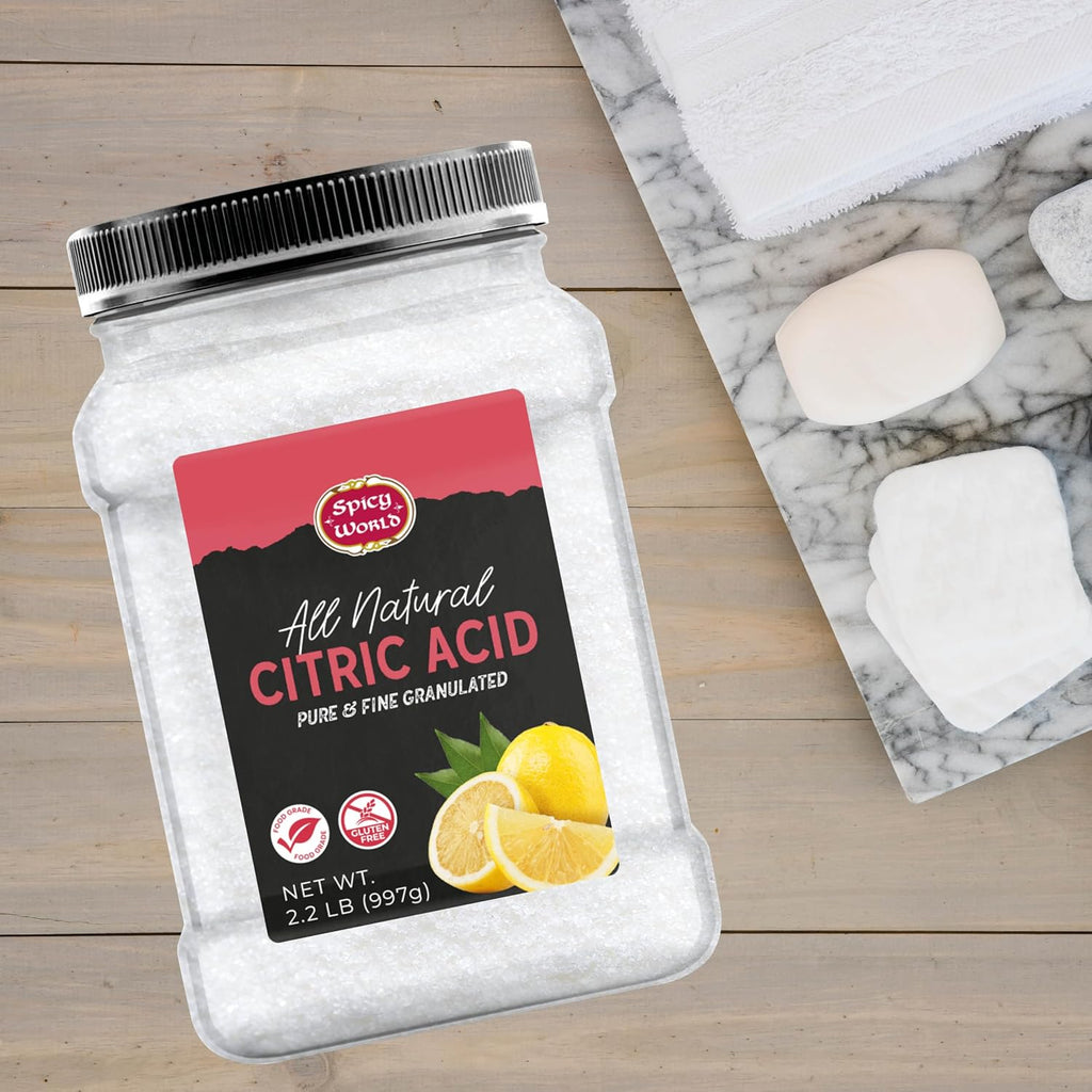 Citric Acid 2.2 LB Jar - Pure, All Natural, Food Grade, Non-GMO Citric Acid Powder for Cleaning, Bath Bombs