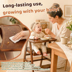 3-in-1 Wooden High Chair with Steps & Adjustable Tray for Baby Toddler