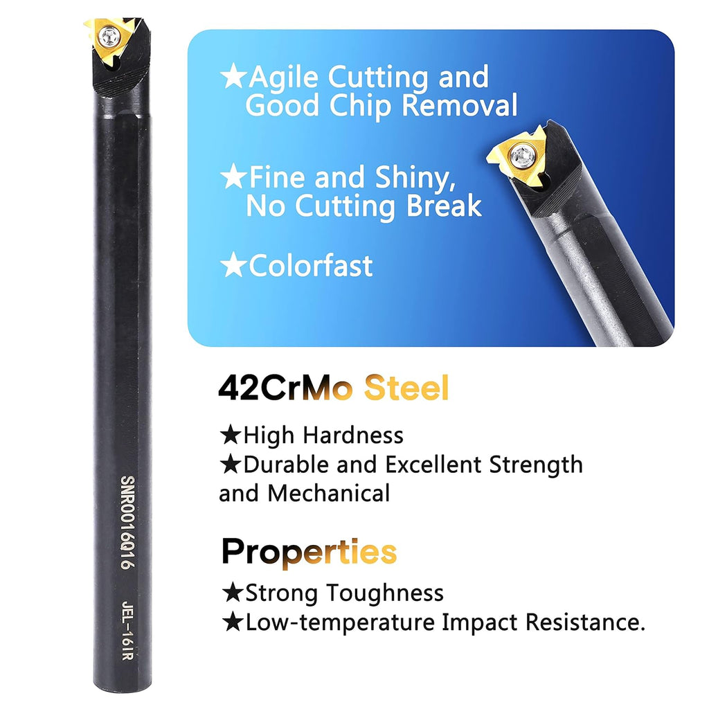 Lathe Turning Holders Threading Tools Threading Holders 21pcs - Metal Lathe Cutting Tools 7pcs 5/8" Boring Bar Set+14pcs Indexable Carbide Inserts Golden for Lathe Tools