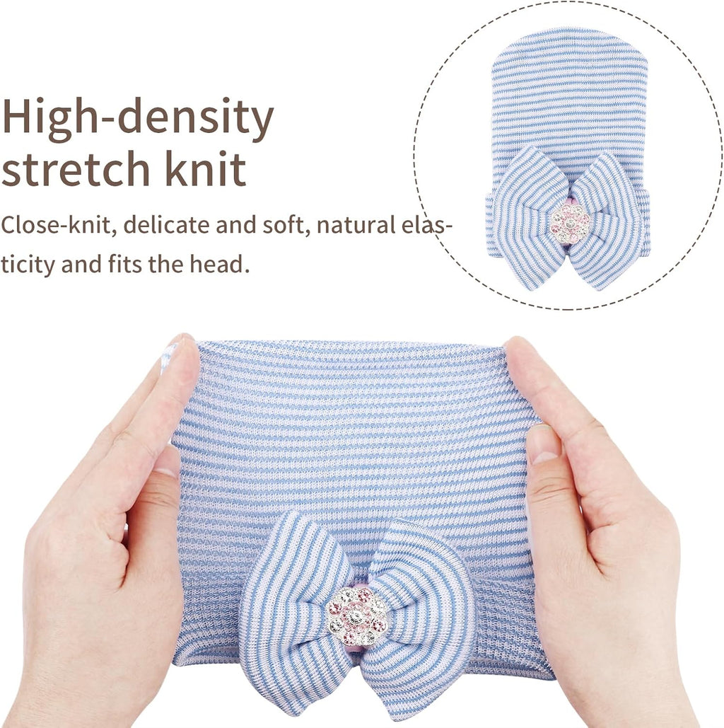 Cotton Newborn Baby Girl Hats with Bow 0-3 Months