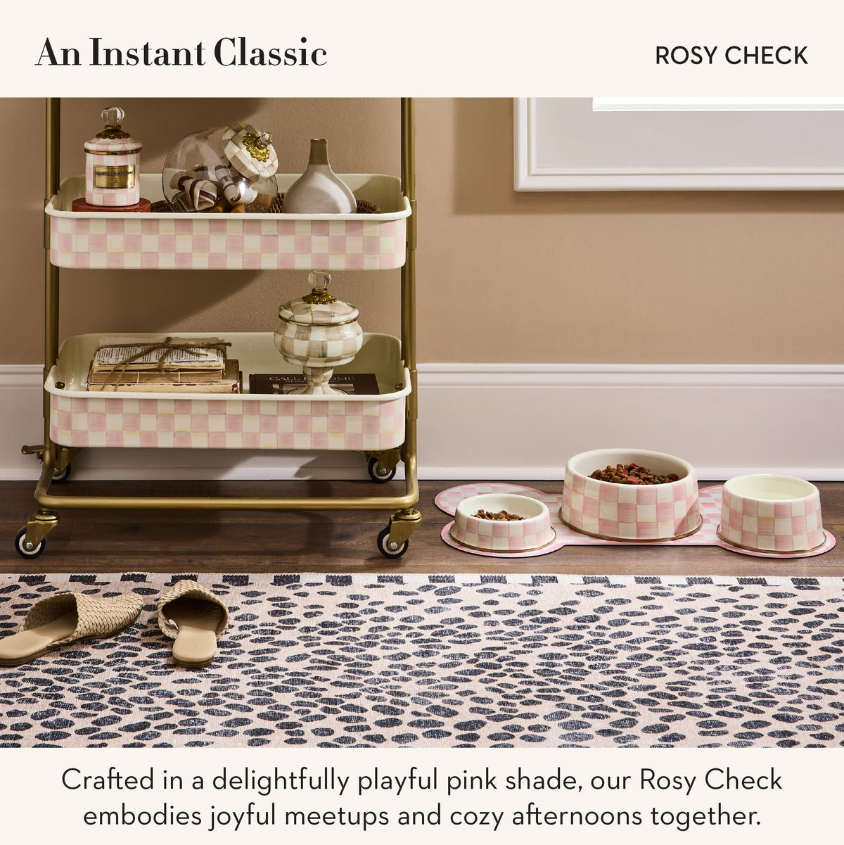 Pup Placemat, Pink-and-White Rosy Check