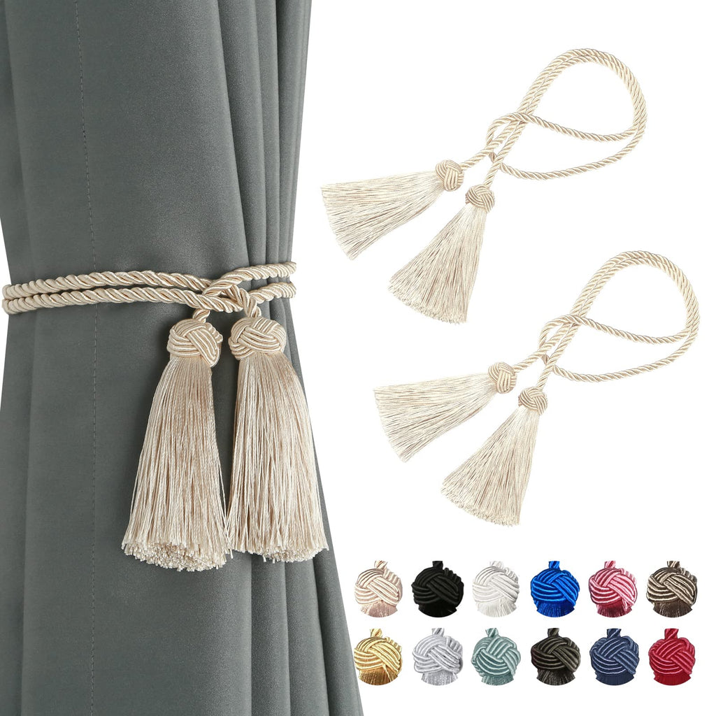 2 Pack Handmade Rope Tassel Curtain Tiebacks