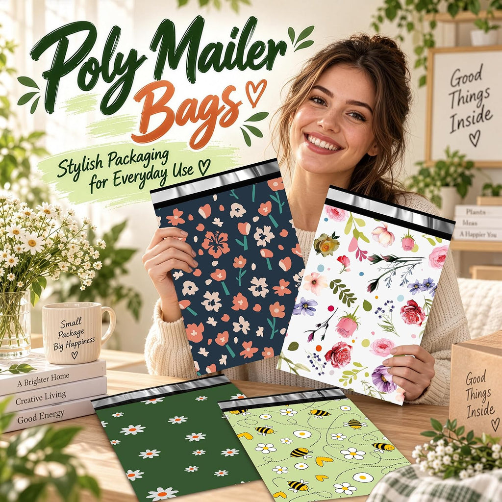 Poly Mailers 10x13 Inch, 100 Count, Assorted Prints, Self Seal