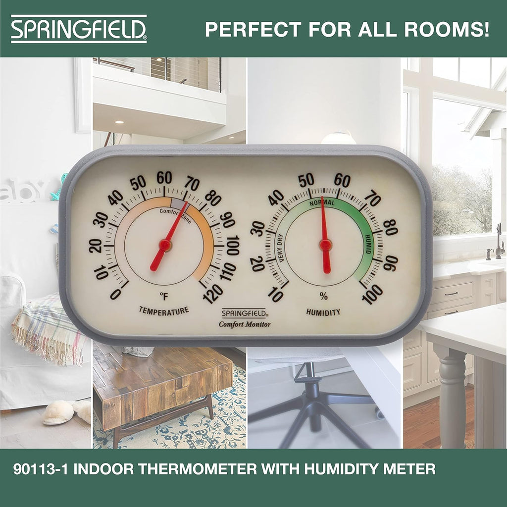 Color Track Humidity Meter and Indoor Thermometer, Analog Weather Station for the Bedroom, Nursery, Storage, and