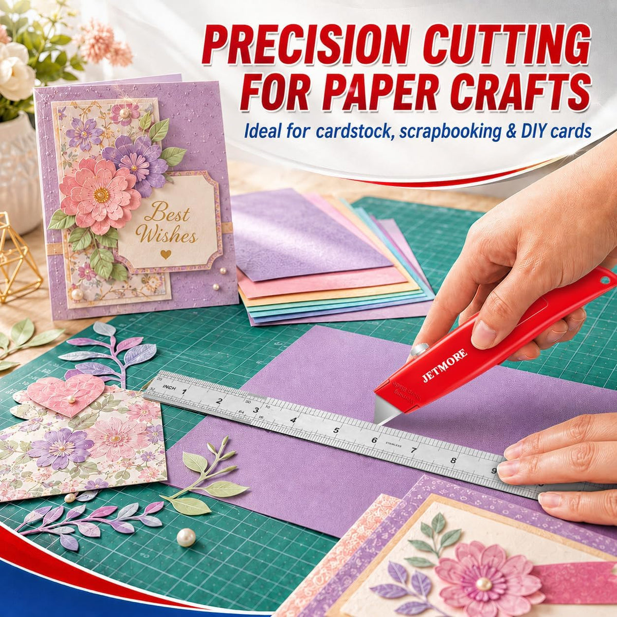 2 Pack Box Cutter Utility Knife Paper Craft Tool with 10 Blades