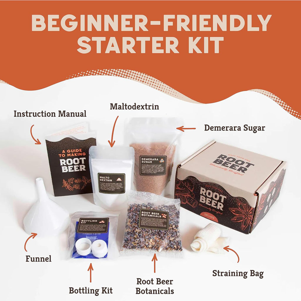 DIY Make Your Own Craft Root Beer - Complete Equipment and Supplies - Starter Home Brewing Kit - 1 Gallon