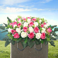 Artificial Cemetery Flowers for Grave,Headstone Flowers Saddle Outdoor Grave Saddle Memorial Silk Roses Flowers for