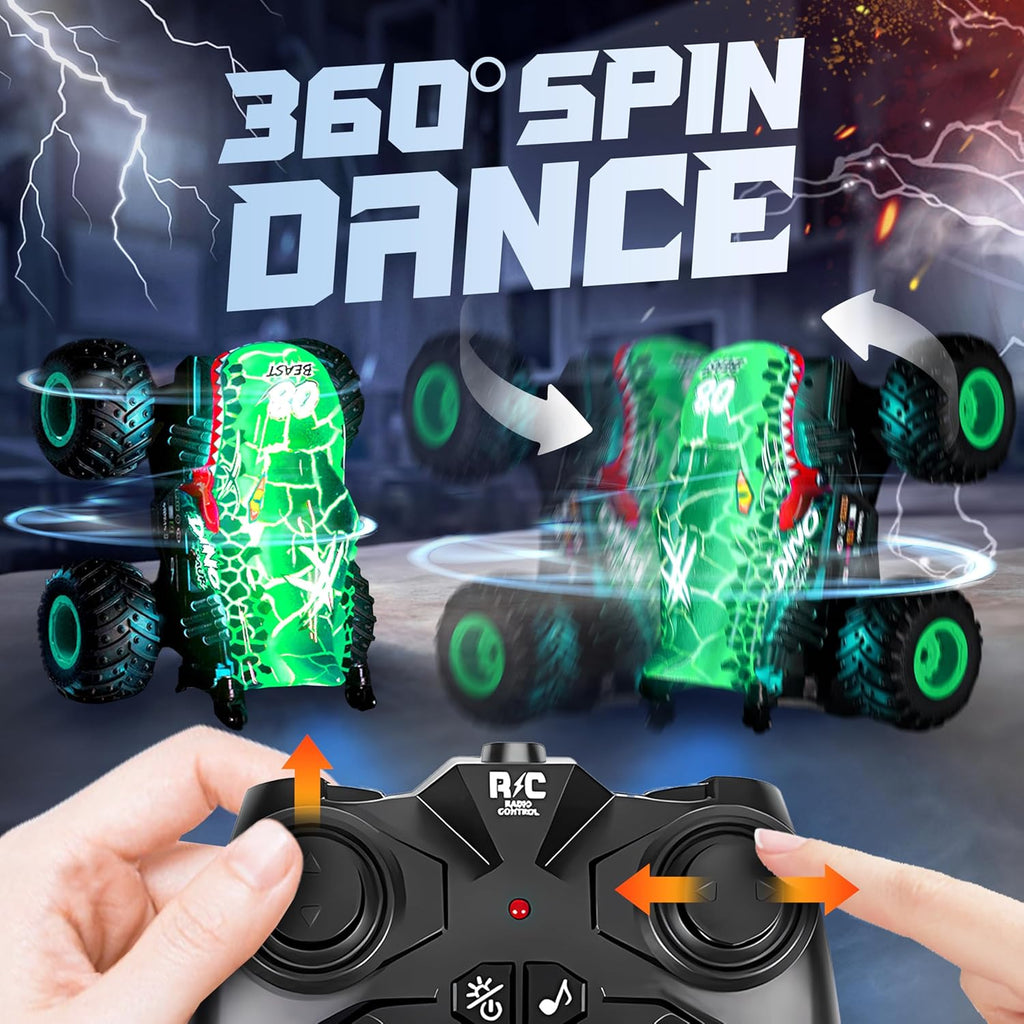 Monster Truck Toys - Remote Control Monster Truck with Light & Music, Dinosaur Toys for Kids, 1:20 Scale RC Truck