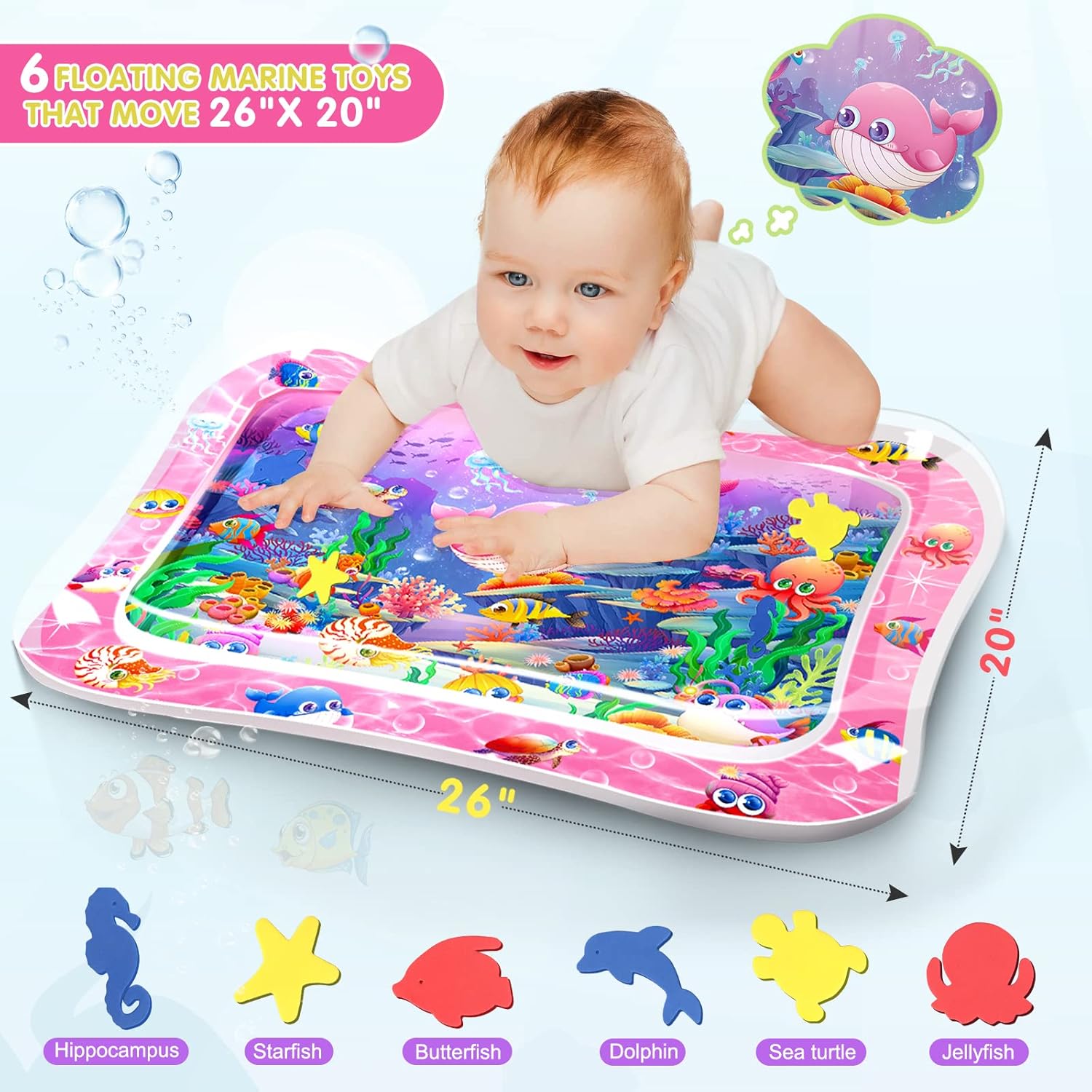 Tummy Time Mat Premium Baby Water Play Mat for Infants and Toddlers Baby Toys for 3 to 24 Months, Strengthen Your