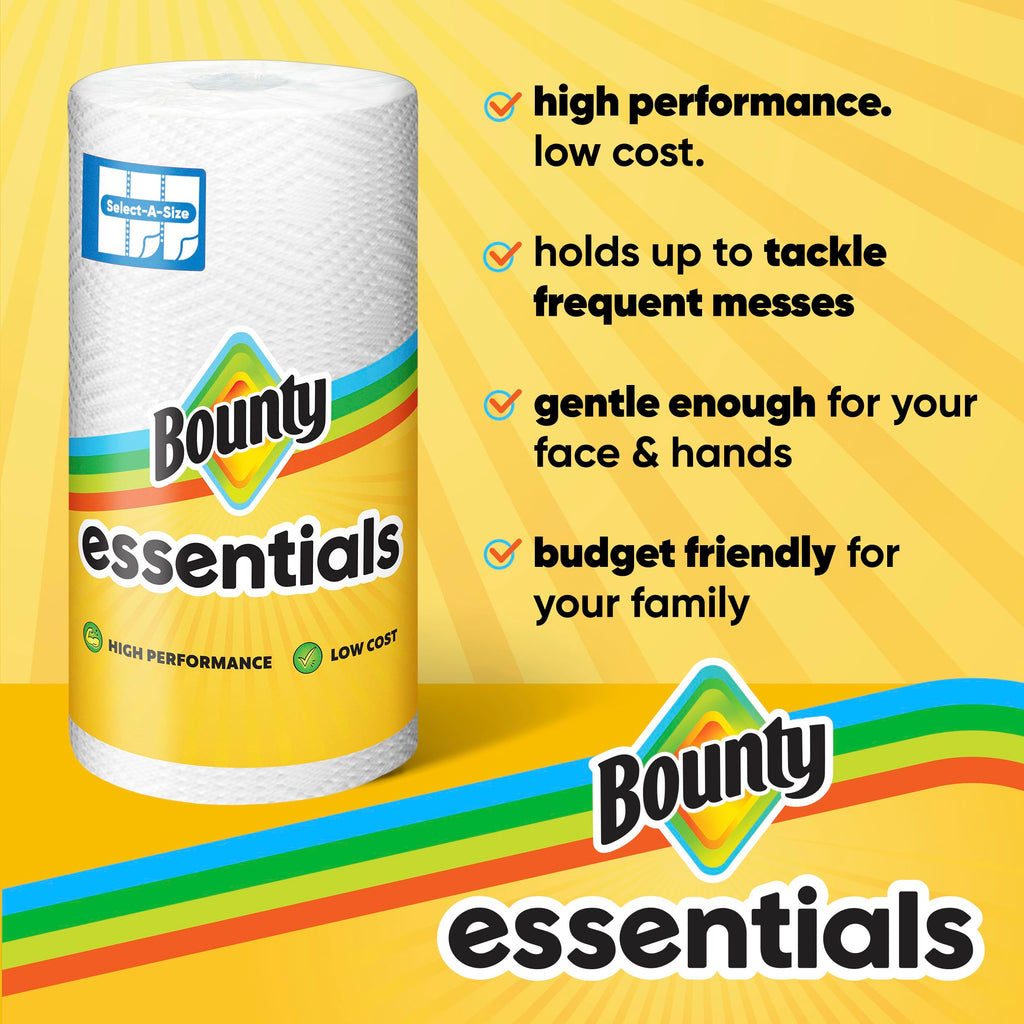 Essentials Select-A-Size Paper Towels, 6 Double Rolls, White, 108 Sheets Per Roll