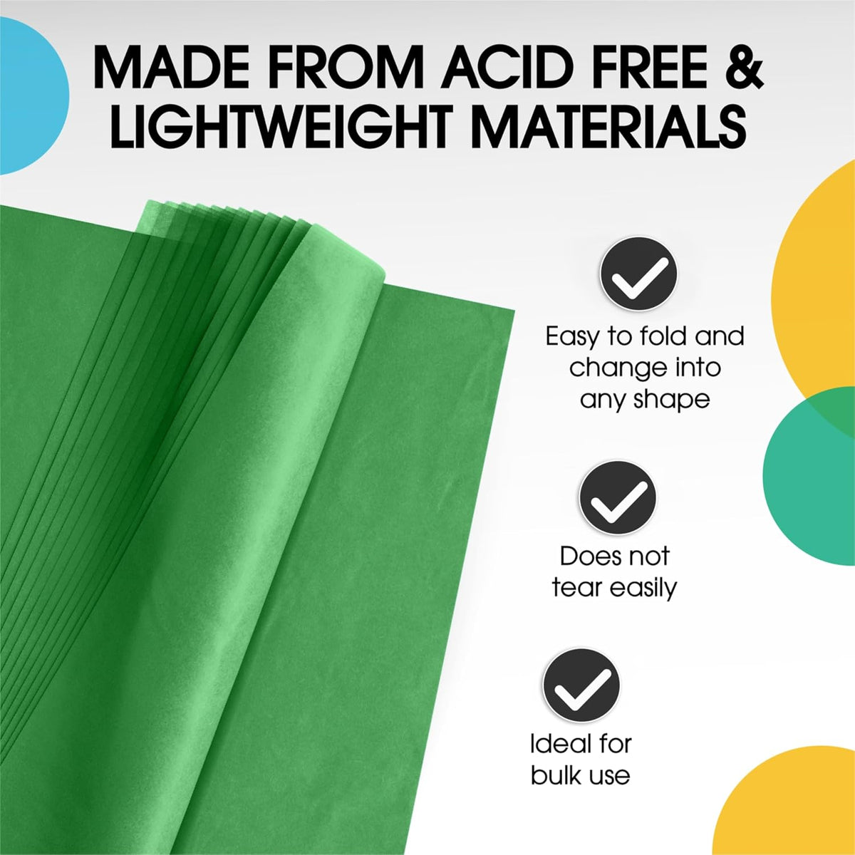 Emerald Green Tissue Paper for Gift Bags 15" X 20" 480 Sheets