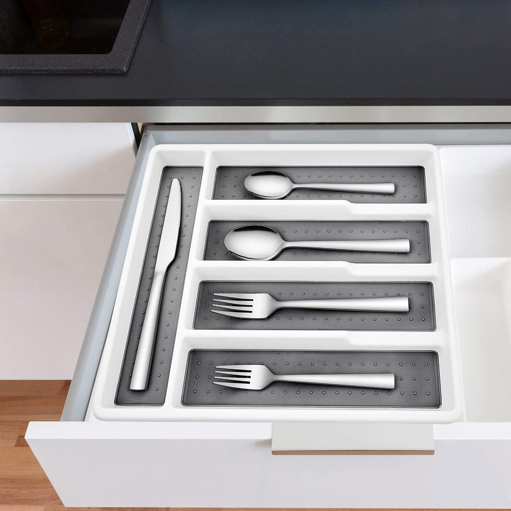 60-Piece Silverware Set with Organizer Tray, Stainless Steel Square Flatware Cutlery Set for 12, Tableware Eating