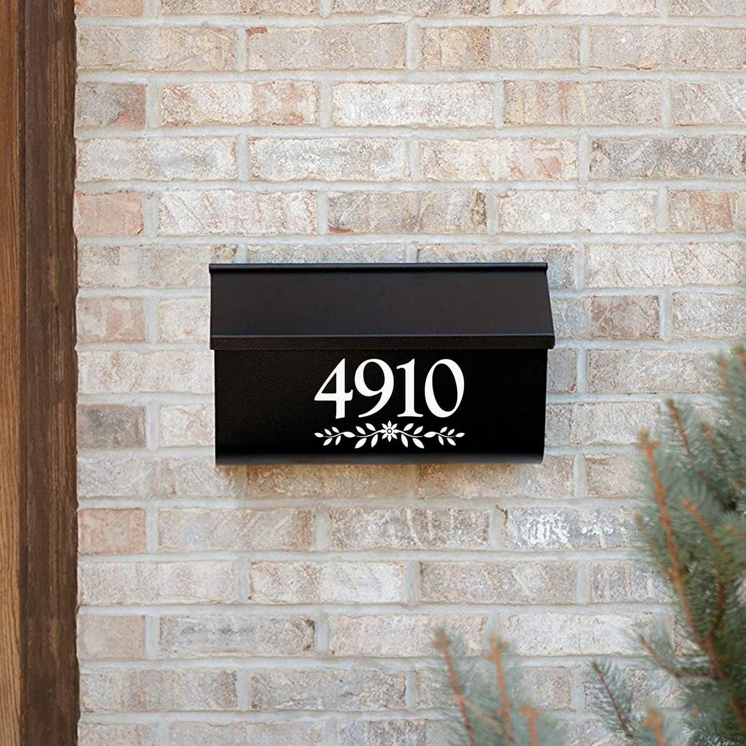 4" Reflective Mailbox Numbers Die Cut Decal Rustic Style Flowers House Number Address Sign Front Door Decal Vinyl