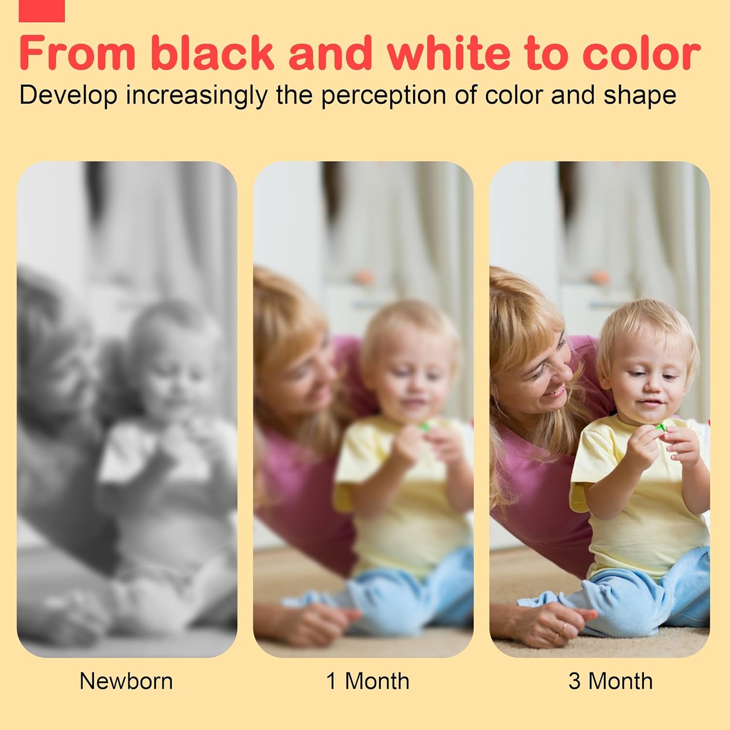 Black and White Baby Toy, Tummy Time High Contrast Newborn Toys 0-3 Months, Soft Baby Book, Visual Stimulation