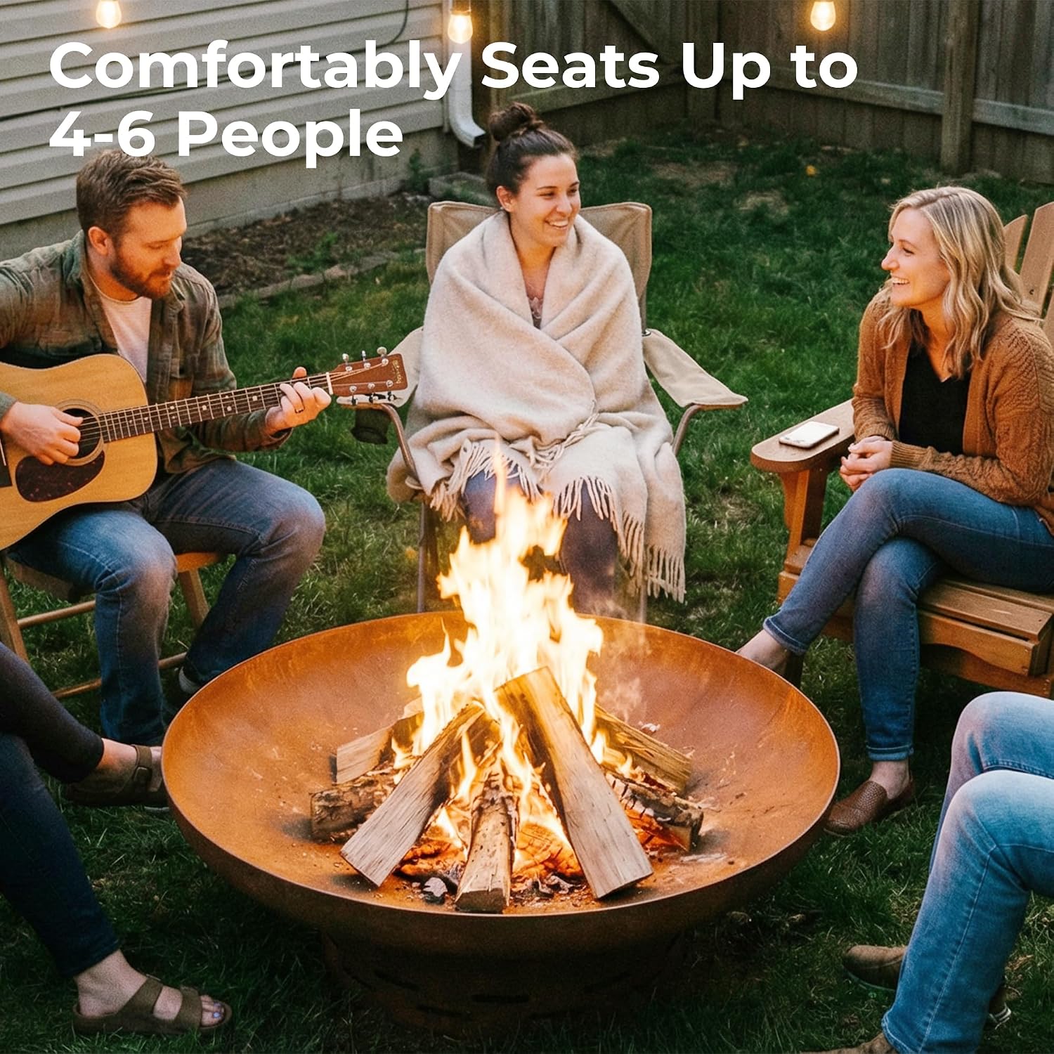 Fire Pit for Outside Wood Burning, 27.5 Inch Round Firepit Bowl Outdoor and Patio, Heavy-Duty Steel Bonfire Pit