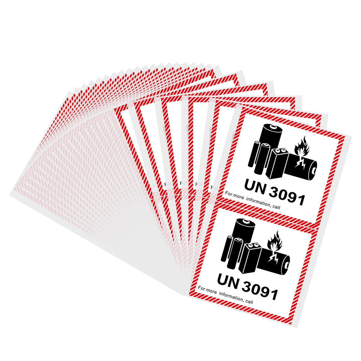 50PCS 4.7" x 4.3" Lithium Ion Battery Transport Caution Warning Labels for Shipping (UN3091)