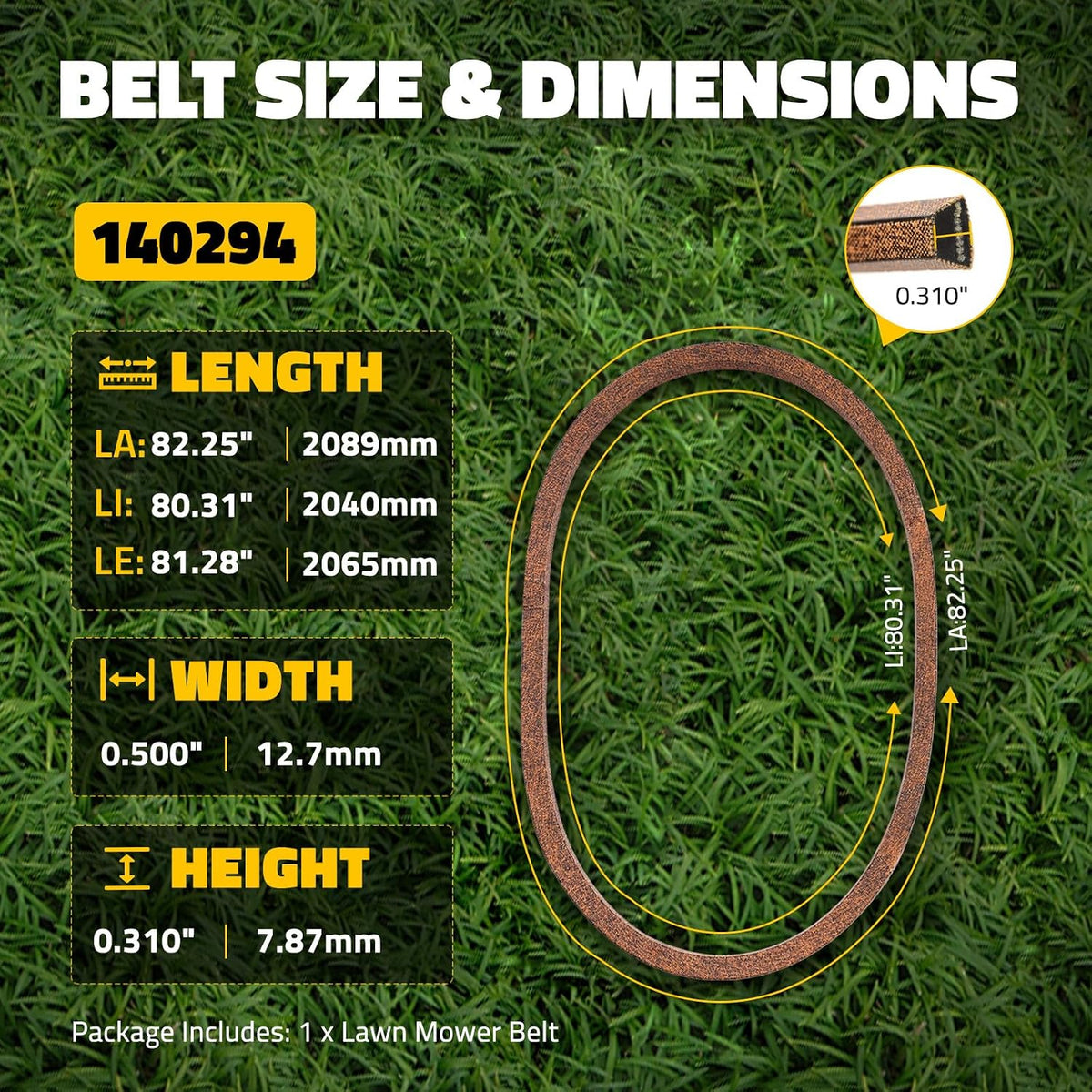 140294 Ground Drive Belt for Craftsman, Kevlar Cord