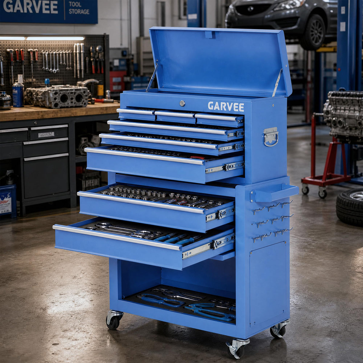 8-Drawer Rolling Tool Chest with Lock &Wheels 2-in-1 Large Toolbox