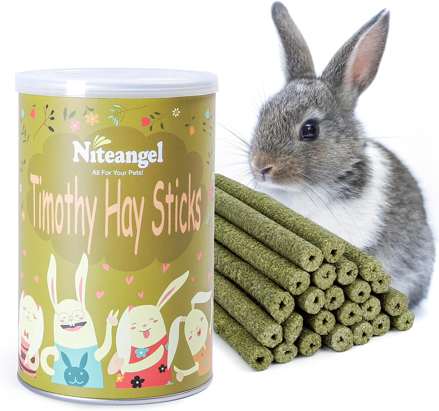 20pcs Natural Timothy Hay Sticks, Timothy Molar Rod for Rabbits, Chinchilla, Guinea Pigs and Other Small Animals. |