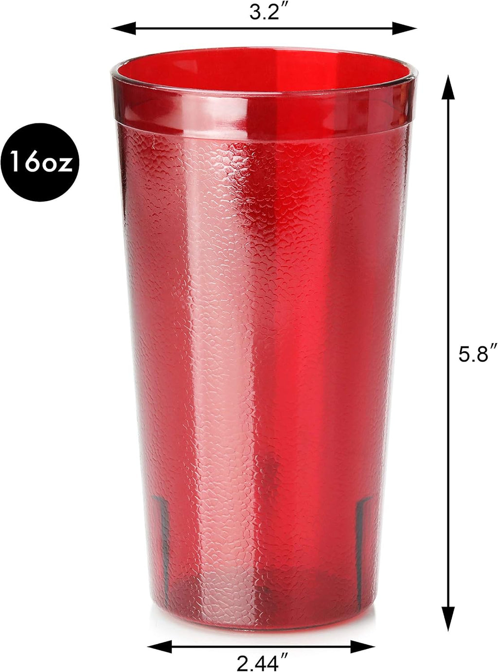 Restaurant-Grade Polycarbonate Beverage Tumblers, 16 oz, Red, Set of 12