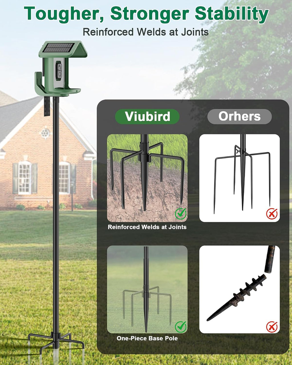 Bird Feeder Pole – 75 Inch Height Bird House Pole with 1-Inch Dia Heavy Duty for Birdfeeders, Feeding Stand with