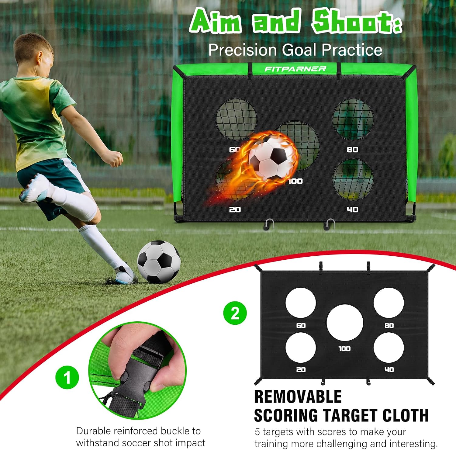 Soccer Goal,Backyard Soccer Goals for Kids 2 Pack,4x3/6x4 FT Portable Toddler Soccer Nets with Target,Ball &