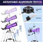 Telescope for Adults & Kids, 80mm Aperture 600mm Refractor | Portable Telescopes
