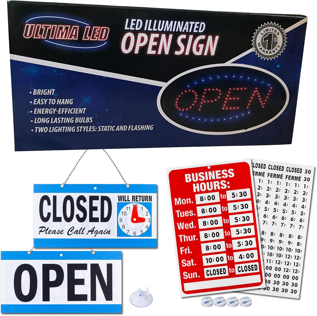 Open Sign for Business, Bright Oval Neon-Style LED Sign