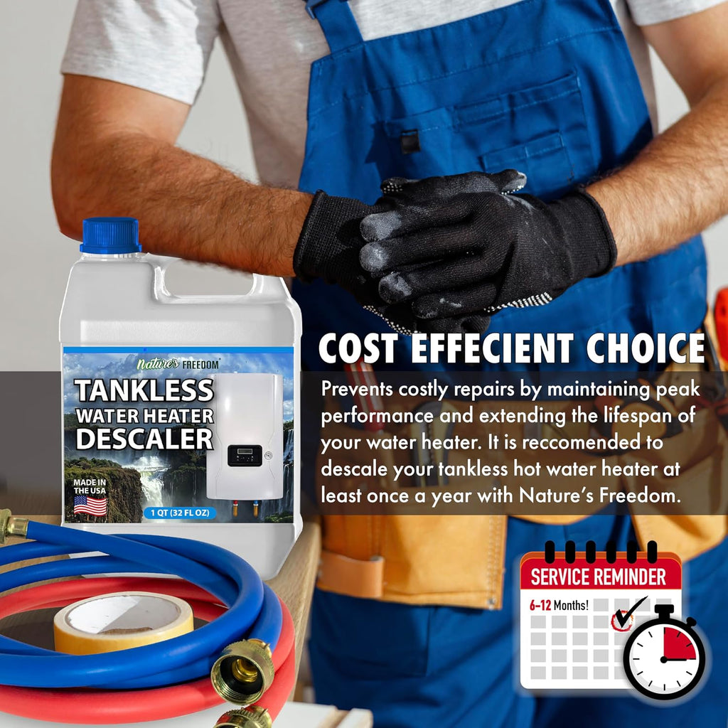 Tankless Water Heater Flush Descaler, Quart (32 oz) – Professional Non-Toxic Descaling Solution, Biodegradable, Made