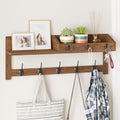Wall Hooks with Shelf, 26.57 Inch Entryway Wood Coat Hooks for Wall with Shelf, Coat Rack Wall Mount with 5 Dual