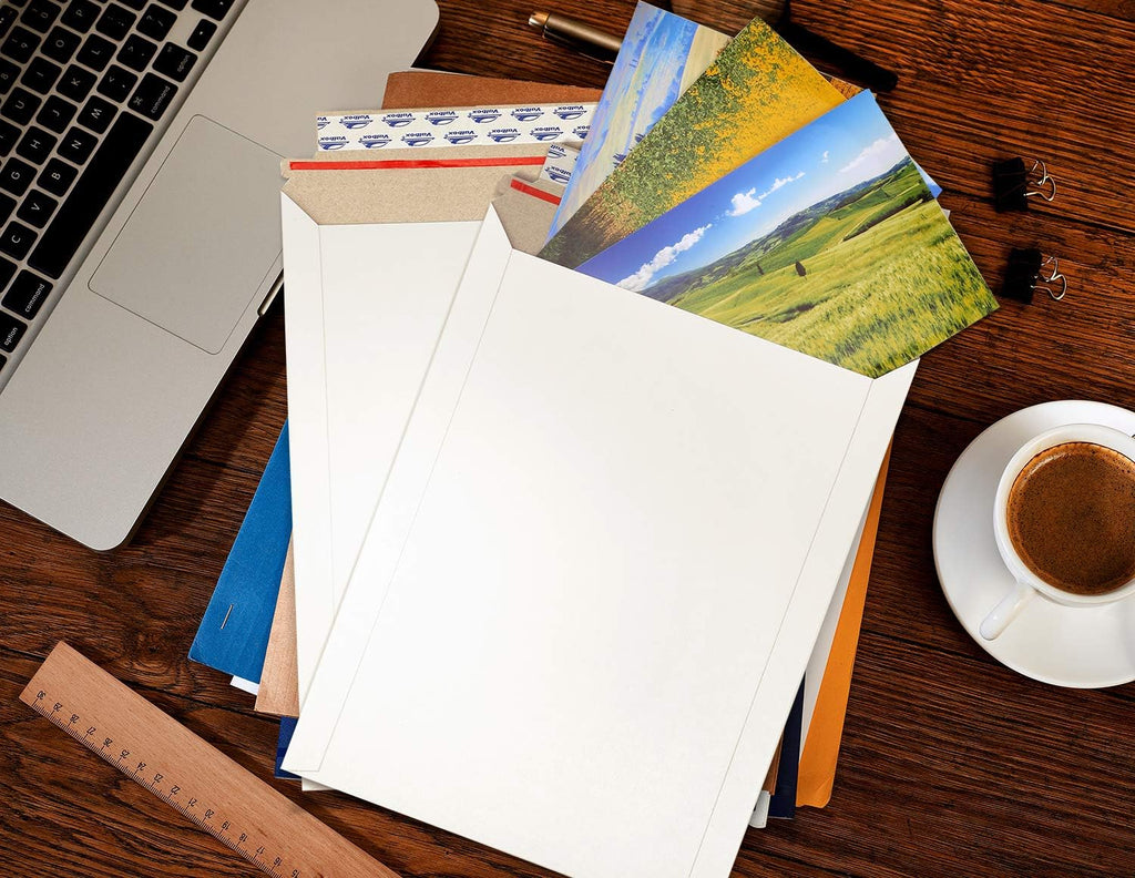 9x11.5 Self Seal Photo Document Mailers 25 Pack Stay Flat White Cardboard Envelopes, 9.25 x 11.75 Inches