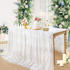 White Lace Tablecloth Rectangle 60x120 Inches Long Embroidered