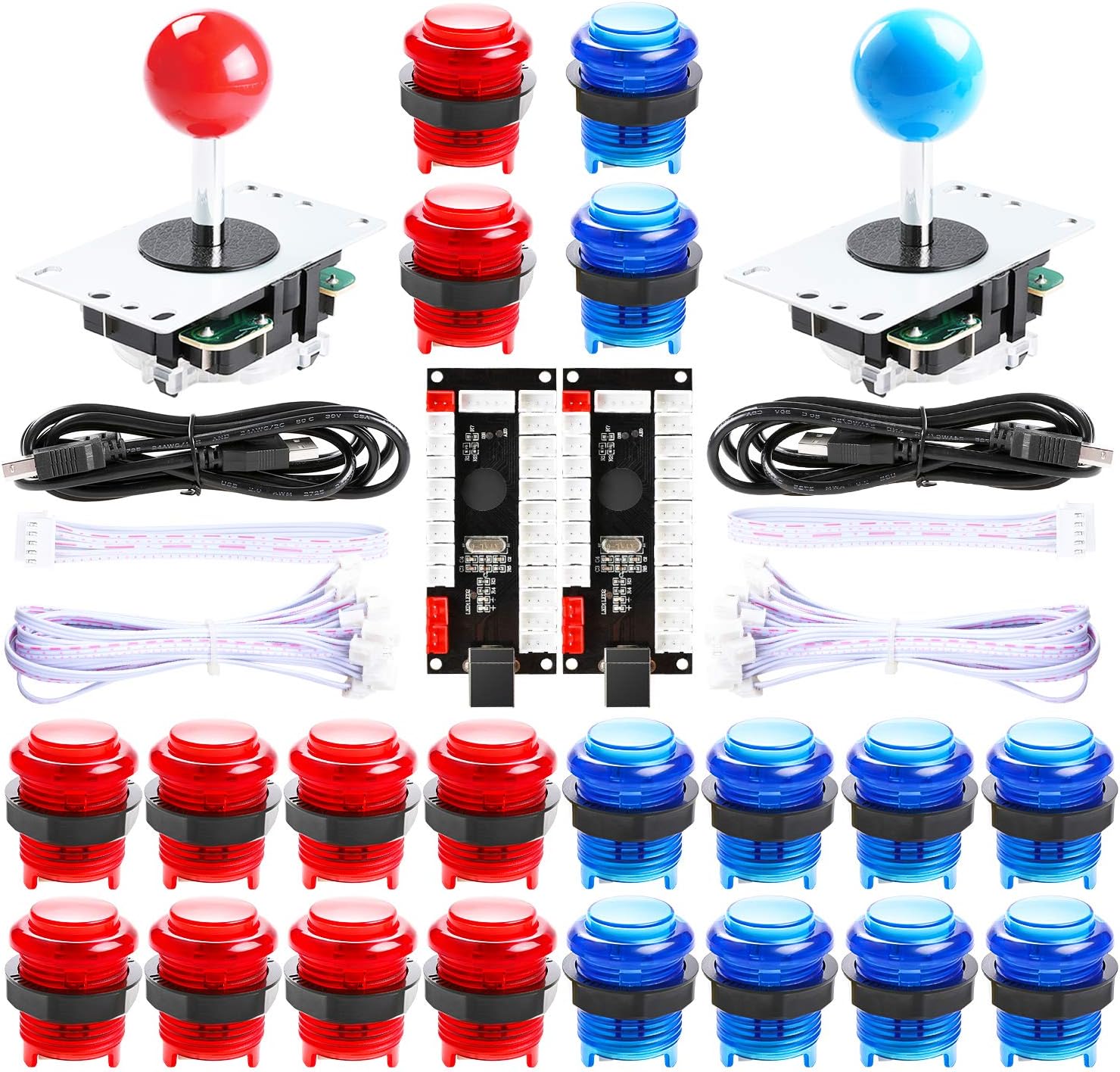 2-Player LED Arcade DIY Kit for USB MAME PC Game DIY & Raspberry Pi Retro Controller DIY Including 2X Arcade