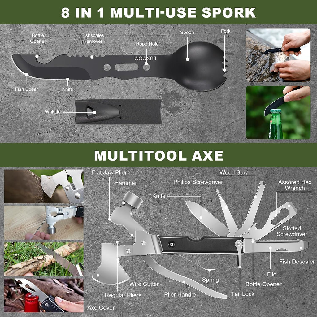 Gifts for Men Fathers Day Dad, Survival Kit, 150 PCS Survival Gear and Supplies Equipment with Trauma Bag, Molle