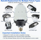 LED Shoebox Retrofit Lamp, 75/95/115W Selectable, 5000K Rotatable E39 Base