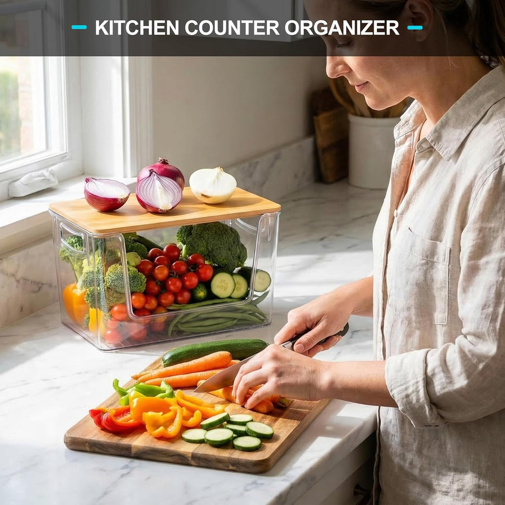 Pantry Organizers Storage, 2 Pack Large Clear Storage Bins for Onion, Potato, Garlic, Canned Food, Organizer Bins for