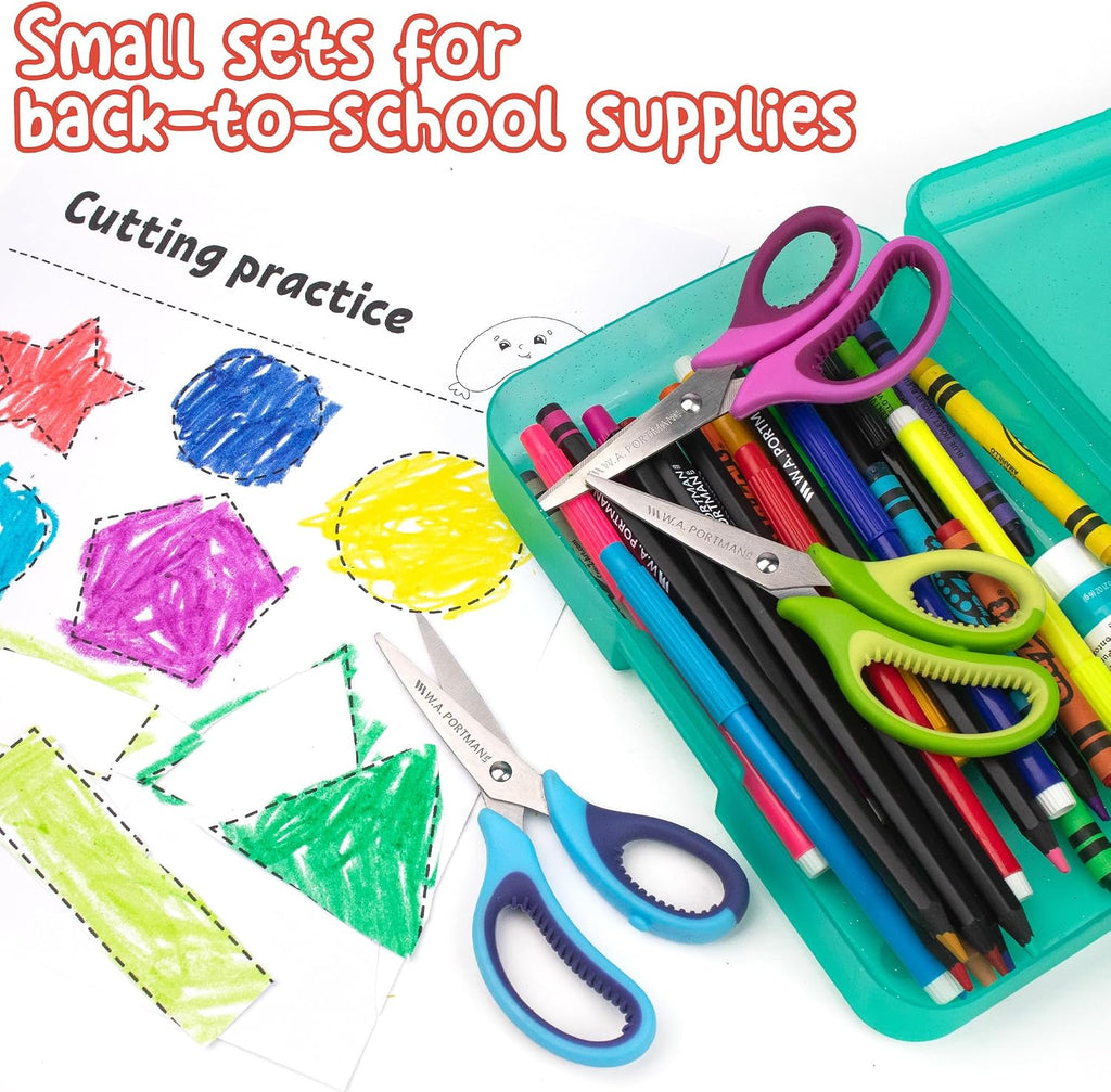 WA Portman 24 Bulk Set Pointed Tip Kids Scissors for School and Students | 5 Inch Bulk Scissors for Classroom, Kids